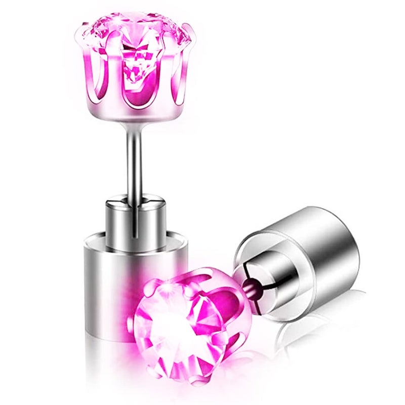 IC ICLOVER LED Earrings, Shiny Glowing LED Lighting Up Stylish Earring Studs Crown Shap Ear Drop Stud, Wedding Rave Dance Party Night Out Halloween Christmas Decoration Present for Women Men -Purple - Image 1